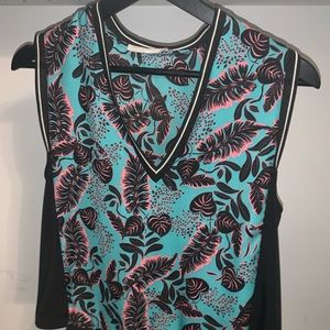 Zara Tropical Tank Jersey, Turquoise Palm print XS
